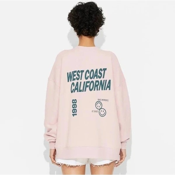 Wild Fable Women's OVERSIZED Graphic West Coast Sweatshirt Pink Size XXL - Picture 1 of 4